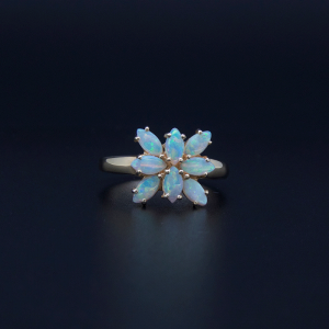 14K Y/G Light Opal Ring 8=1.02cts