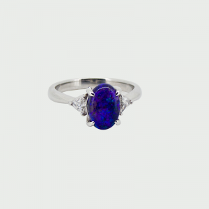 Platinum Black Opal & Diamond Ring 2.05cts 0.20cts
