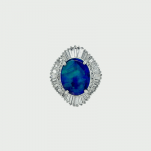 Platinum Black Opal & Diamond Ring 4.78cts 1.41cts