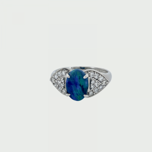 Platinum Black Opal & Diamond Ring 1.00cts 0.30cts