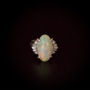 Platinum Light Opal & Diamond Ring Opal 4.49cts DIA 0.30cts