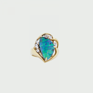 18K Y/G Boulder Opal & Diamond Ring 4.11cts 0.287cts