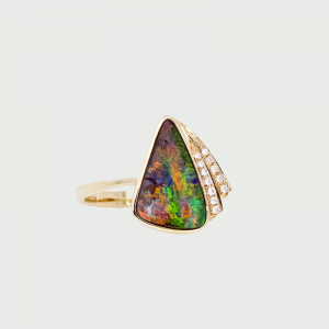 14K Y/G Boulder Opal & Diamond Ring 2.55cts  DIA 0.09cts
