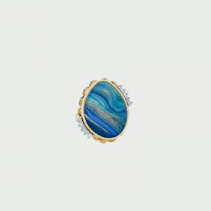 18K Y/G Boulder Opal & Diamond Ring 4.49cts 0.21cts