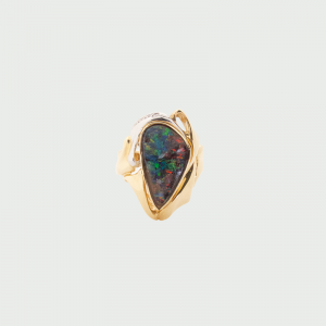 18K Y/G & Platinum Boulder Opal & Diamond Ring 3.74cts 0.04cts
