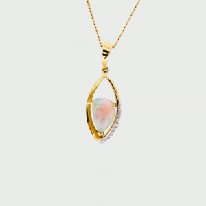 18K Y/G Black Opal & Diamond Pendant 1.88cts 7=0.033cts