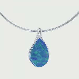 18K W/G Black Opal & Diamond Pendant 14.15cts 1RD=0.05cts