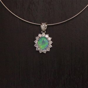 Platinum Light Opal & Diamond Pendant 1.28cts 0.96cts