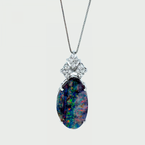 Platinum Boulder Opal & Diamond Pendant 14.08cts 0.40cts