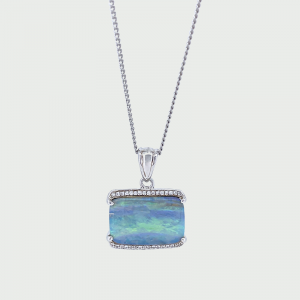 S/S R/P Boulder Opal & CZ Pendant