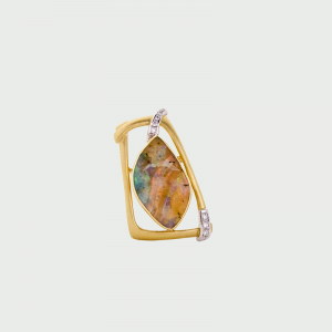 18K Y&W/G Boulder Opal & Diamond Pendant 21.53cts 0.15cts