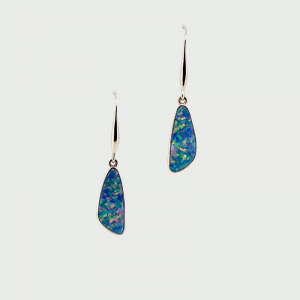 14K Y/G Doublet Opal Earrings 10.45cts