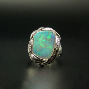 Platinum Light Opal & Diamond Rings 2.10cts 0.03cts