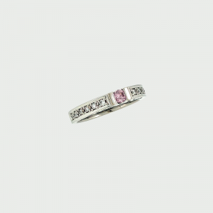18K W/G Argyle Pink & White Diamond Ring 1RD=0.13 5P SI 0.19TCW F VS