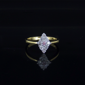 18K Y&W/G Argyle Pink & White Diamond Ring 5P SI 1RD=0.05cts H SI 8RD=0.40cts