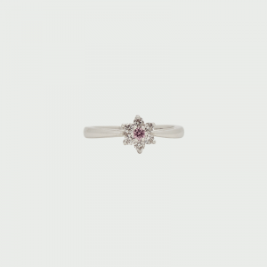 18K W/G Pink & White Diamond Pendant 5P SI 1RD=0.06cts  H SI 6RD= 0.21cts