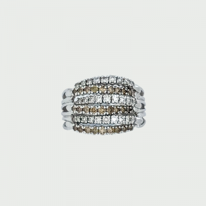 18K W/G Champagne & White Diamond Ring C6 SI H SI 1.00cts