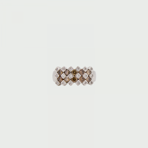 18K W/G Cognac & White Diamond Ring C7 SI 0.84cts H-S