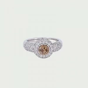 18K W/G Champagne & White Diamond Ring C6 SI 0.70cts H SI 0.55cts