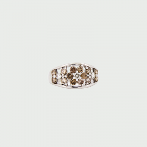 18K W/G Champagne & White Diamond C2-C4 SI 14RD=0.82cts H SI 3RD=0.18cts