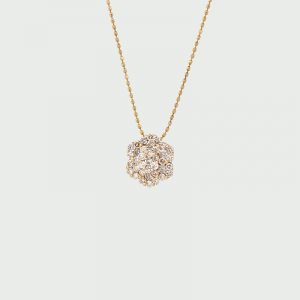 18K R/G Champagne Diamond Pendant 37RD=0.70cts + 18K Rose Gold Chain
