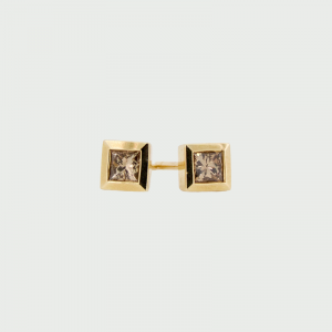 14K  Y/G Cognac Diamond Earrings C7 SI 2PD=0.32cts