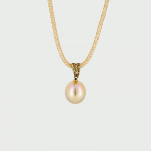 18K Y/G Gold South Sea Pearl & Diamond Pendant 13mm 0.01cts