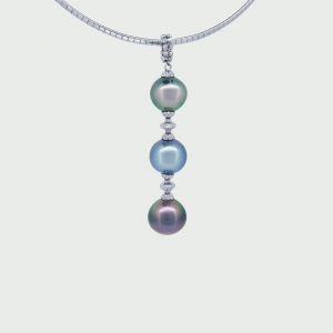 18K W/G Black South Sea Pearl Pendant 10-11mm 3pcs