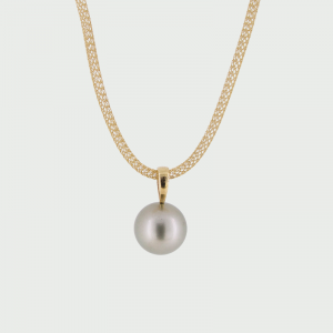 14K Y/G Black South Sea Pearl Pendant 13mm