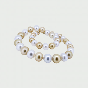 White & Gold South Sea Pearl Strand 10-14mm 37pcs + S/S G/P Clasp