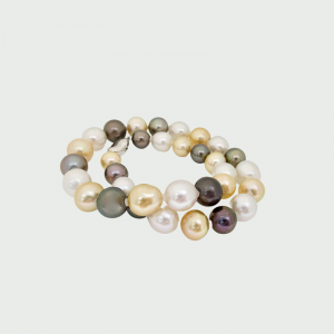 Gold,White & Black South Sea Pearl Strand 11.5-14.0mm 33pcs