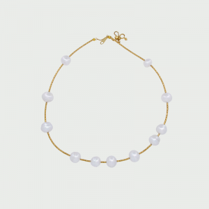 18K Y/G White South Sea Pearl Necklace 9-11mm 11pcs