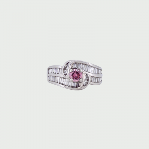 Platinum Argyle Pink Diamond Ring 3PP/SI2/0.37cts H-I/1.24cts