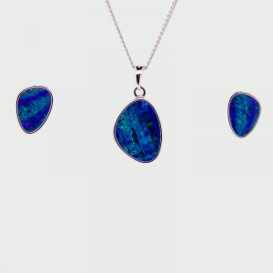 S/S R/P Doublet Opal Earrings & Pendant Set