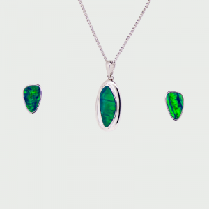 S/S R/P Doublet Opal Earrings & Pendant Set