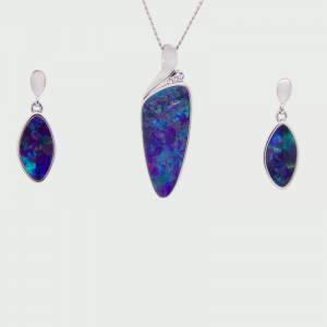 S/S R/P Doublet Opal Earrings & Pendant Set